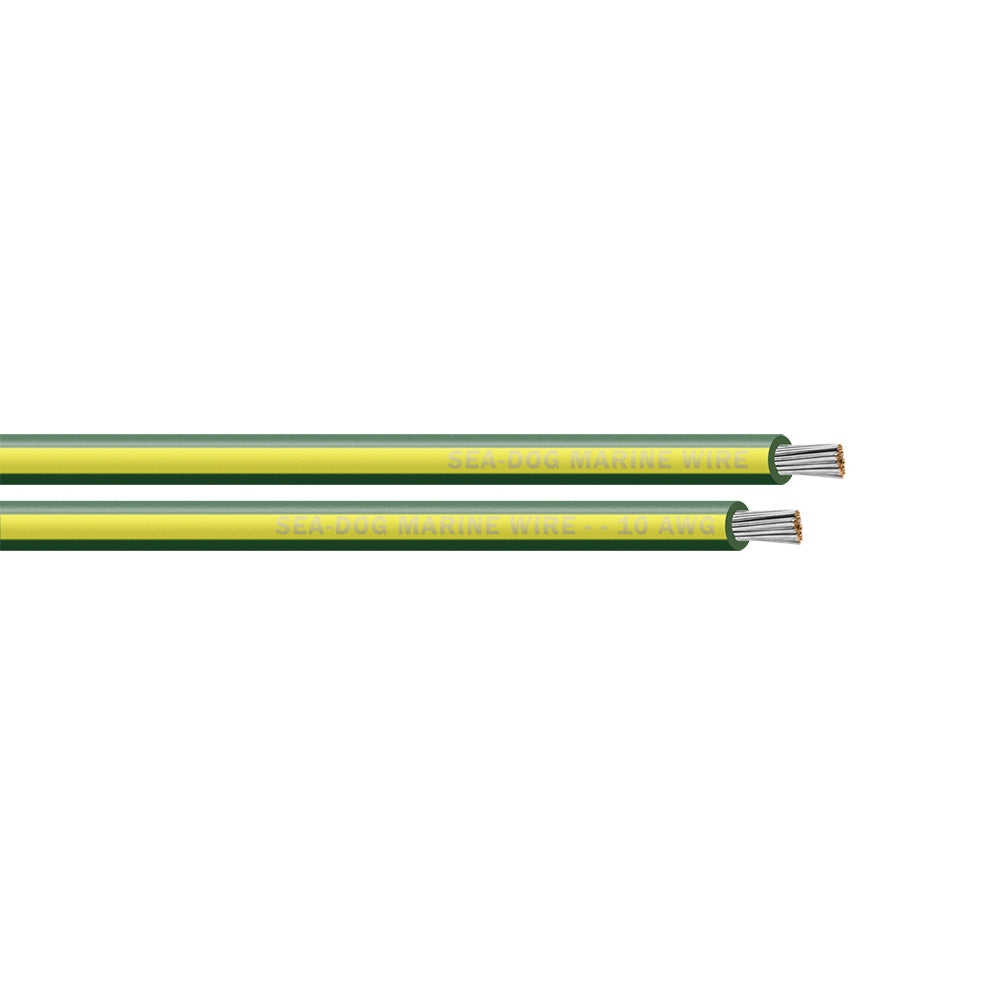 Sea-Dog 10 AWG Green/Yellow Stripe Primary Wire - 100' [8010142]