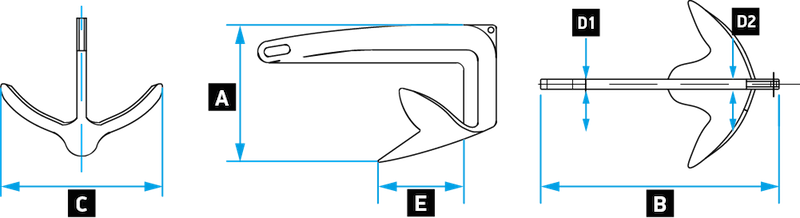 Lewmar Stainless Steel Claw Anchor 22 lbs. (10 kg)