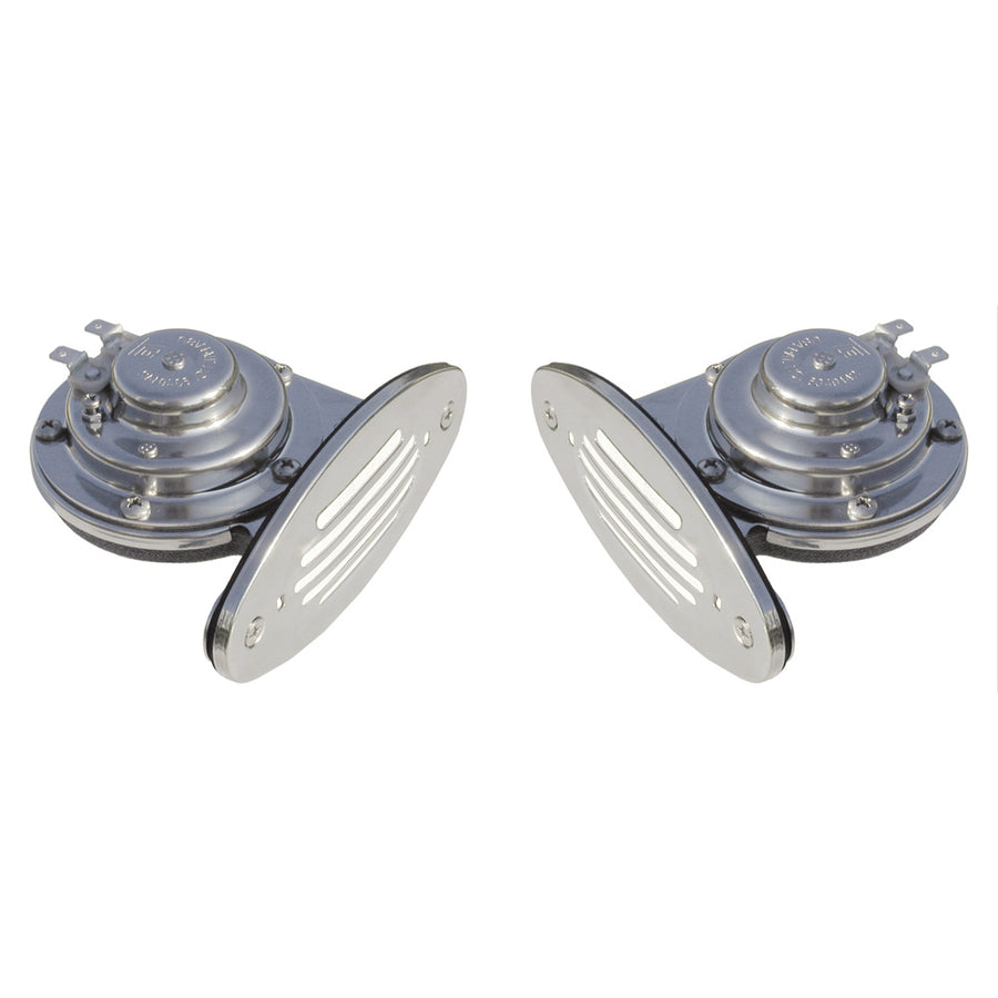 Schmitt Marine Mini Stainless Steel Dual Drop-In Horn w/Stainless Steel Grills High  Low Pitch [10055]