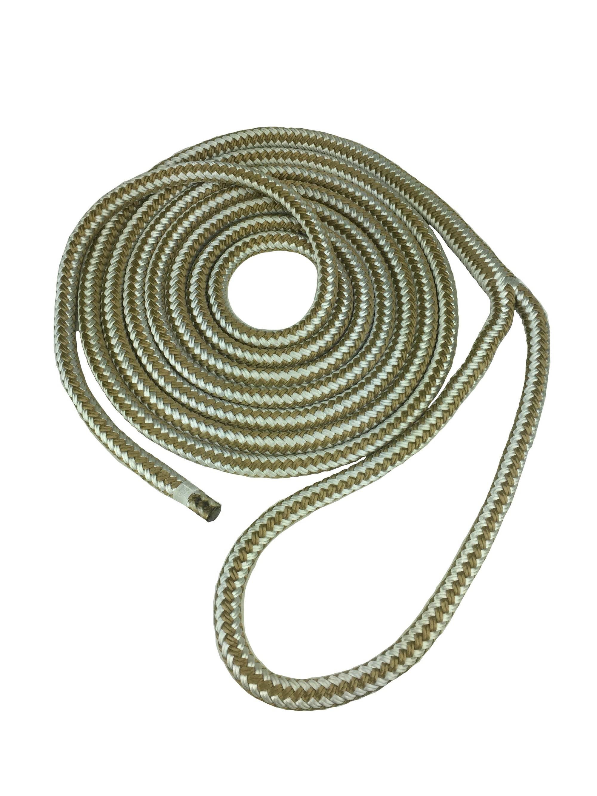 25' of 3/4" Nylon Double Braid - Premium Dock Lines - White & Gold
